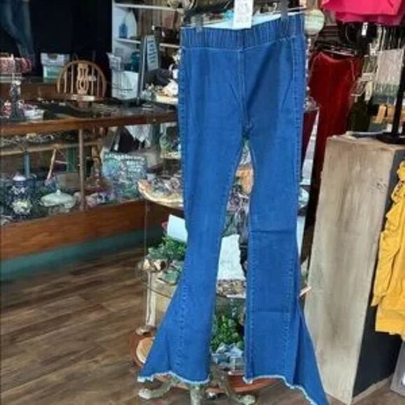 Chic Blue Flared Jeggings for Women - Picture 1 of 3